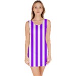 Vertical Stripes - White and Violet Bodycon Dress
