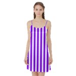 Vertical Stripes - White and Violet Satin Night Slip