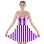 Vertical Stripes - White and Violet Strapless Bra Top Dress