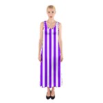 Vertical Stripes - White and Violet Full Print Maxi Dress