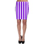 Vertical Stripes - White and Violet Bodycon Skirt