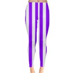 Vertical Stripes - White and Violet Women s Leggings