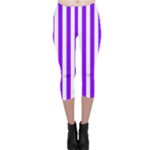 Vertical Stripes - White and Violet Capri Leggings