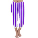 Vertical Stripes - White and Violet Capri Winter Leggings