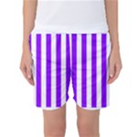 Vertical Stripes - White and Violet Women s Basketball Shorts