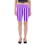 Vertical Stripes - White and Violet Yoga Cropped Leggings