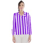 Vertical Stripes - White and Violet Wind Breaker (Women)