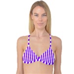 Vertical Stripes - White and Violet Reversible Tri Bikini Top