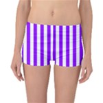 Vertical Stripes - White and Violet Reversible Boyleg Bikini Bottoms