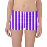 Vertical Stripes - White and Violet Boyleg Bikini Bottoms
