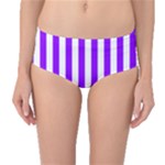 Vertical Stripes - White and Violet Mid-Waist Bikini Bottoms