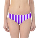 Vertical Stripes - White and Violet Hipster Bikini Bottoms