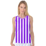 Vertical Stripes - White and Violet Women s Basketball Tank Top