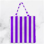 Vertical Stripes - White and Violet Grocery Tote Bag