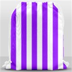Vertical Stripes - White and Violet Drawstring Bag (Large)