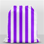 Vertical Stripes - White and Violet Drawstring Bag (Small)