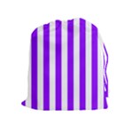 Vertical Stripes - White and Violet Drawstring Pouch (XL)