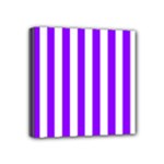 Vertical Stripes - White and Violet Mini Canvas 4  x 4  (Stretched)
