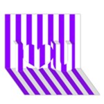 Vertical Stripes - White and Violet I Love You 3D Greeting Card (7x5)