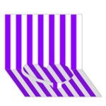 Vertical Stripes - White and Violet Heart Bottom 3D Greeting Card (7x5)