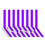 Vertical Stripes - White and Violet Twin Heart Bottom 3D Greeting Card (8x4)