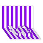 Vertical Stripes - White and Violet LOVE Bottom 3D Greeting Card (7x5)