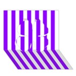 Vertical Stripes - White and Violet Clover 3D Greeting Card (7x5)