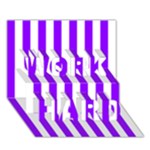 Vertical Stripes - White and Violet WORK HARD 3D Greeting Card (7x5)