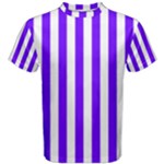Vertical Stripes - White and Indigo Violet Men s Cotton Tee