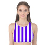 Vertical Stripes - White and Indigo Violet Tank Bikini Top