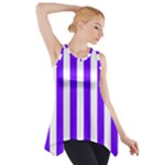 Vertical Stripes - White and Indigo Violet Side Drop Tank Tunic