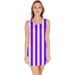 Vertical Stripes - White and Indigo Violet Bodycon Dress