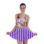 Vertical Stripes - White and Indigo Violet Mini Skirt