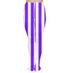 Vertical Stripes - White and Indigo Violet Women s Tights