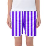 Vertical Stripes - White and Indigo Violet Women s Basketball Shorts