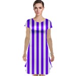 Vertical Stripes - White and Indigo Violet Cap Sleeve Nightdress