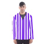 Vertical Stripes - White and Indigo Violet Hooded Wind Breaker (Men)