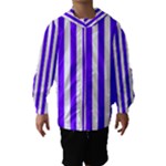 Vertical Stripes - White and Indigo Violet Hooded Wind Breaker (Kids)