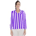Vertical Stripes - White and Indigo Violet Wind Breaker (Women)