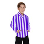 Vertical Stripes - White and Indigo Violet Wind Breaker (Kids)