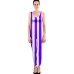 Vertical Stripes - White and Indigo Violet OnePiece Catsuit