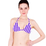 Vertical Stripes - White and Indigo Violet Bikini Top