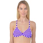 Vertical Stripes - White and Indigo Violet Reversible Tri Bikini Top