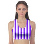 Vertical Stripes - White and Indigo Violet Women s Sports Bra