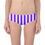Vertical Stripes - White and Indigo Violet Classic Bikini Bottoms