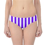 Vertical Stripes - White and Indigo Violet Hipster Bikini Bottoms