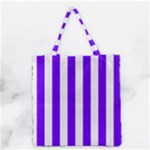 Vertical Stripes - White and Indigo Violet Grocery Tote Bag