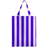 Vertical Stripes - White and Indigo Violet Zipper Classic Tote Bag