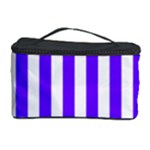 Vertical Stripes - White and Indigo Violet Cosmetic Storage Case