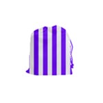 Vertical Stripes - White and Indigo Violet Drawstring Pouch (S)